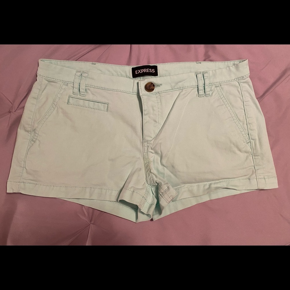 Express aqua colored chino shorts